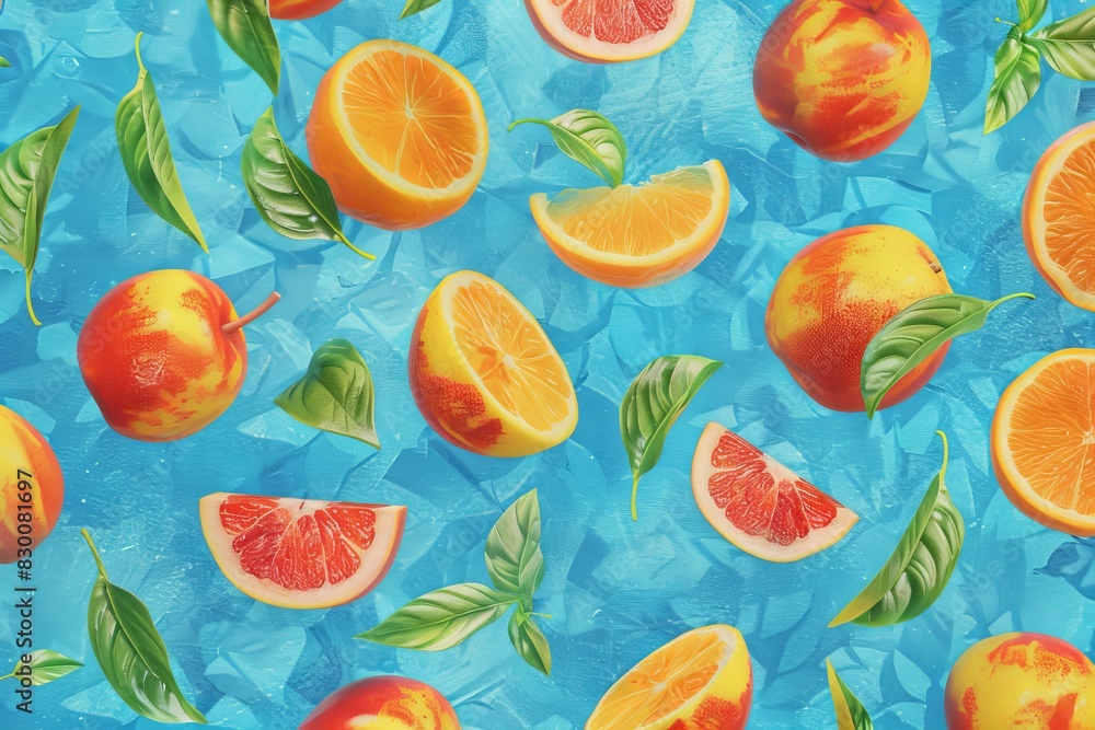 Fresh Citrus Slices on Blue Background, Vibrant and Zesty, Perfect for Summer Drinks and Refreshing Beverages Fresh Citrus Slices on Blue Background, Vibrant and Zesty, Perfect for Summer Drinks and Refreshing Beverages
