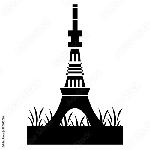 Silhouette Paris Eiffel Tower vector illustration 
