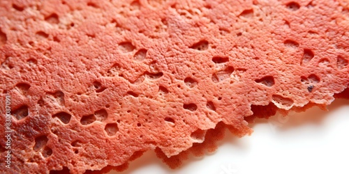 Detailed image of red inflamed skin patches showing shingles on white background. Concept Medical Conditions, Skin Diseases, Shingles Symptoms, Inflammatory Skin, Dermatology Research photo