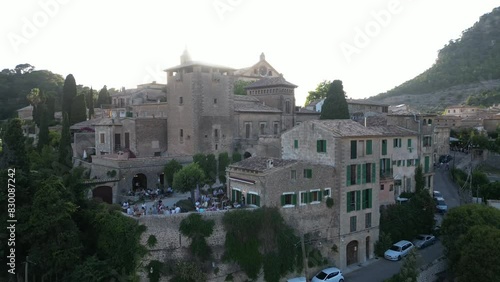 Aerial video above The village of Soller, Mallorca, Spain photo