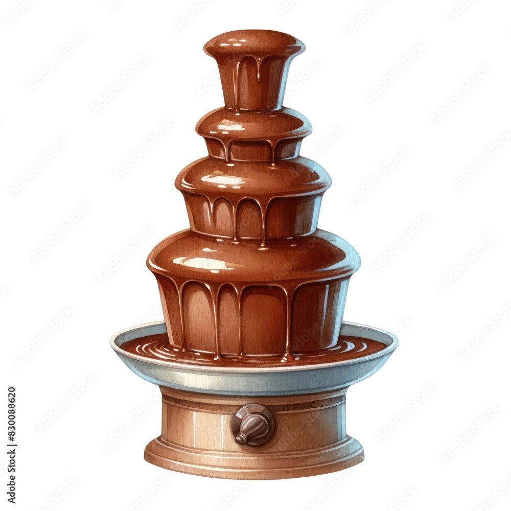A digital painting of a chocolate fountain with a warm light. The chocolate is flowing smoothly and looks delicious. A digital painting of a chocolate fountain with a warm light. The chocolate is flowing smoothly and looks delicious.