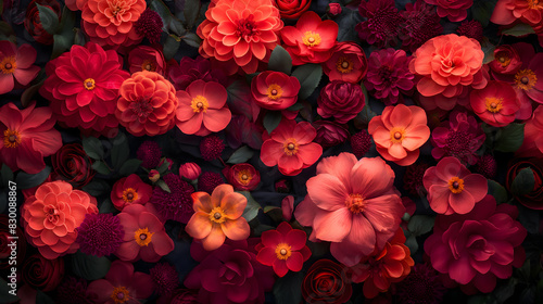 Wallpaper Mural Vibrant Assortment of Red and Pink Blooms in a Lush Floral Arrangement Torontodigital.ca