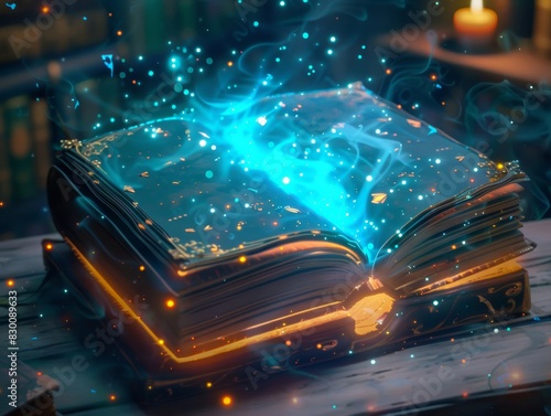 glowing magic book photo