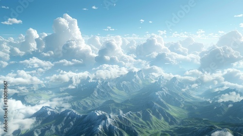 Majestic Mountain Peaks Amidst Serene Clouds