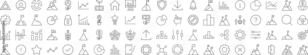 Collection of Signs of Banking, Business, Management. Suitable for books, stores, shops. Editable stroke in minimalistic outline style. Symbol for design Collection of Signs of Banking, Business, Management. Suitable for books, stores, shops. Editable stroke in minimalistic outline style. Symbol for design