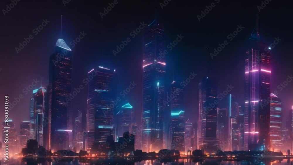 custom made wallpaper toronto digitalmega neon future modern buildings with futuristic technology background