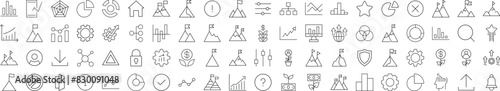 Collection of Line Icons of Banking, Business, Management. Suitable for books, stores, shops. Editable stroke in minimalistic outline style. Symbol for design