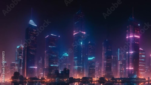 Wallpaper Mural mega neon future modern buildings with futuristic technology background Torontodigital.ca