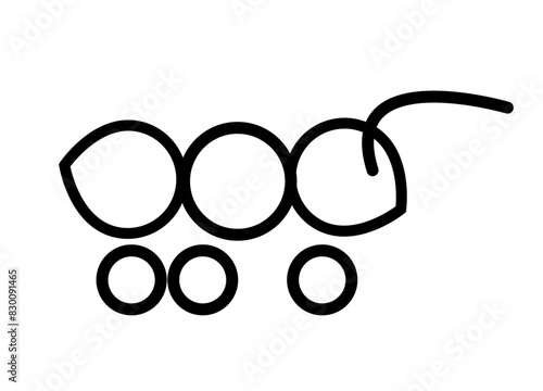bicolor graphic minimal illustration of an ant truck with wheels