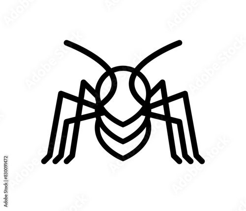 bicolor graphic front view illustration of an ant