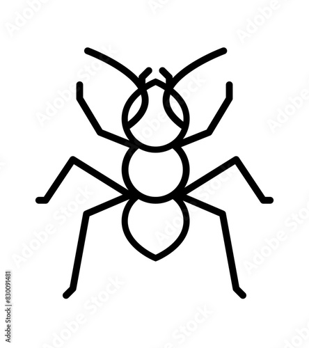 bicolor graphic top view illustration of an ant