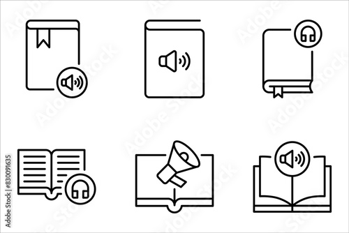 Audio book icon set. Digital book icon set, vector illustration on white background