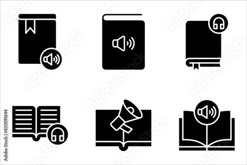 Audio book icon set. Digital book icon set, vector illustration on white background