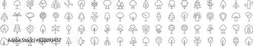 Outline Signs of Forest, Wood, Trees for Adverts. Suitable for books, stores, shops. Editable stroke in minimalistic outline style. Symbol for design