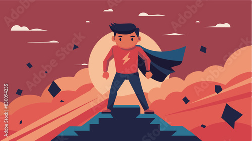 Despite the difficult journey he radiates determination and hope for those currently struggling.. Vector illustration