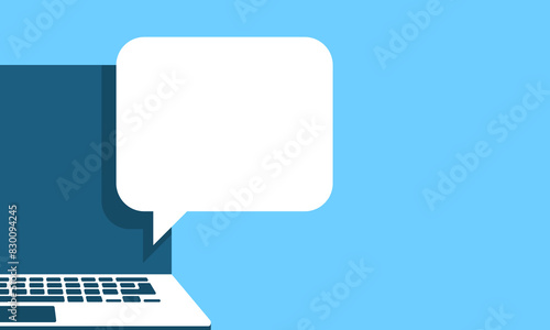 A new message on the laptop screen. Empty space for your inscription.