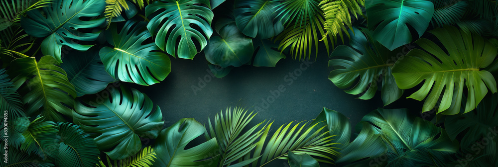 A green background with a large leafy plant in the foreground A green background with a large leafy plant in the foreground