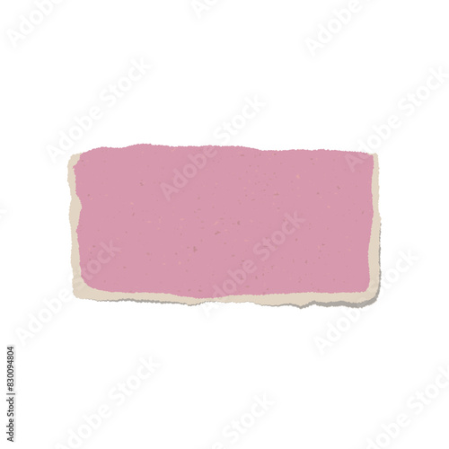 Realistic piece of torn pink paper, vector ripped cardboard fragment, paper with marble chips texture empty notice board