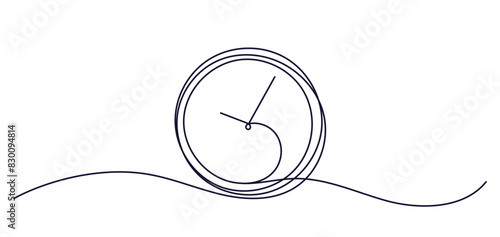 Clock with arrow. One thin line continuous symbol