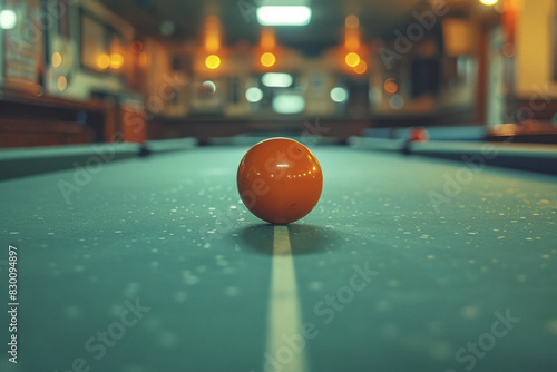 Artistic depiction of a thin line approaching a billiard ball from the side, emphasizing the lateral movement, photo