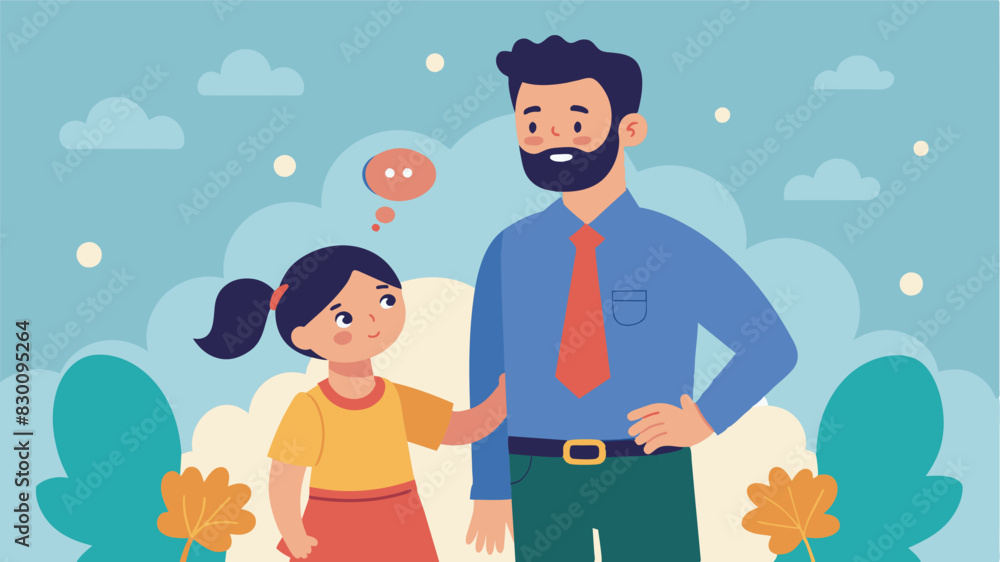 A father encouraging his daughter to pursue her dreams and ambitions without restrictions due to gender.. Vector illustration A father encouraging his daughter to pursue her dreams and ambitions without restrictions due to gender.. Vector illustration