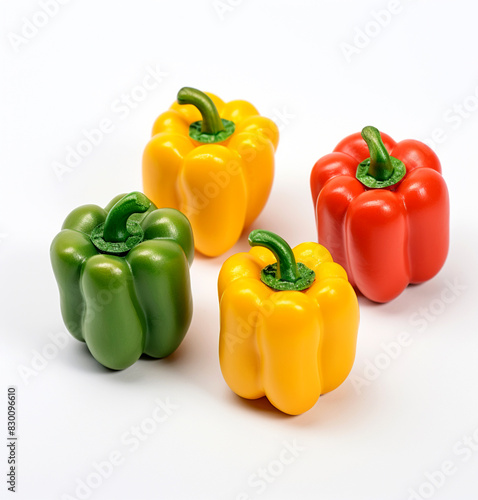 Fresh vegetables bell capcicums varieties on white background