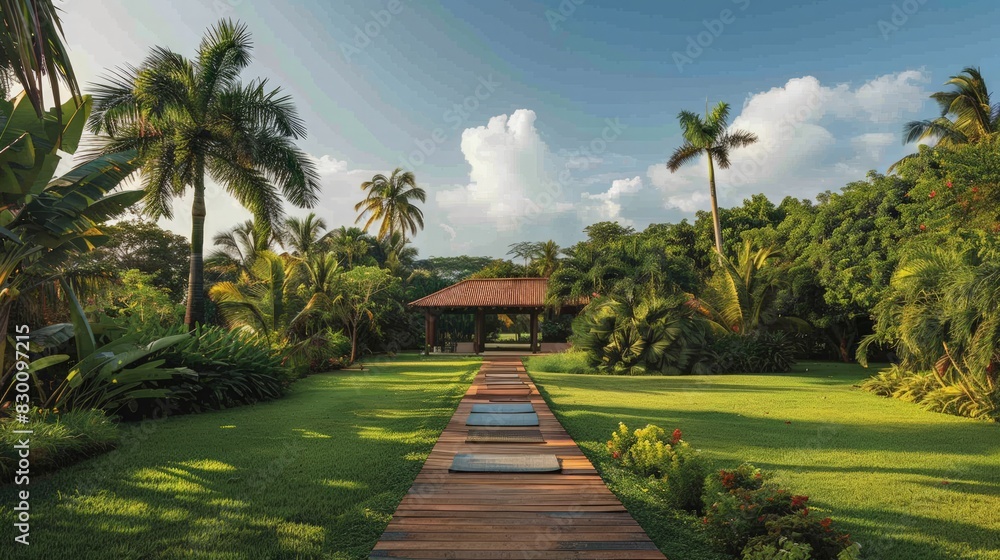 Fitness and Wellness Retreat:yoga sessions, meditation, and outdoor activities set in a natural environment.
