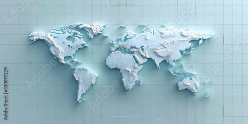 World digital outlined map background, World map illustration
