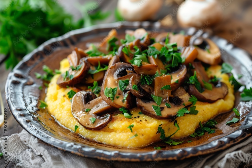 Creamy Polenta with Sautéed Mushrooms and Parsley Creamy Polenta with Sautéed Mushrooms and Parsley