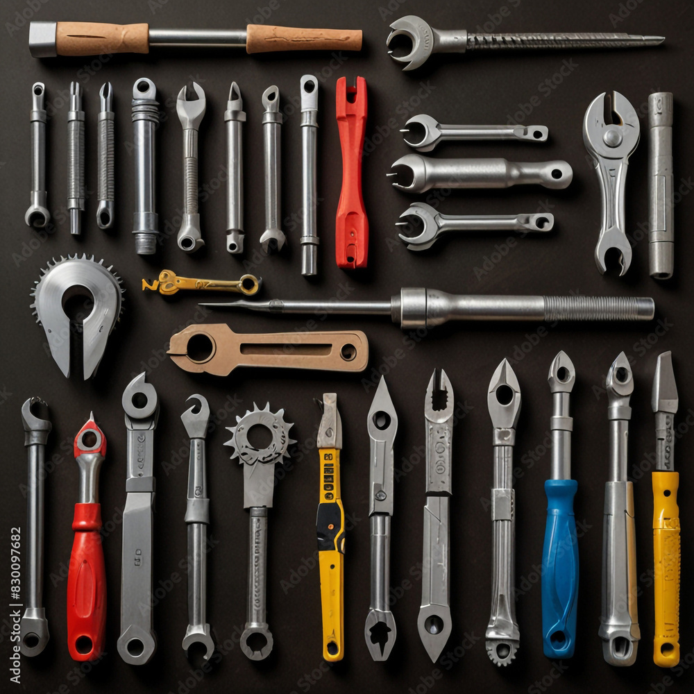 Top view mechanical tools arrangement Top view mechanical tools arrangement