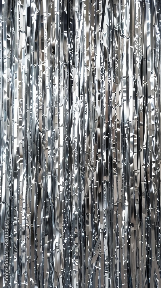 shiny silver tinsel curtains. festive background