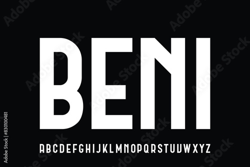Modern art deco style sans serif alphabet display font vector illustration