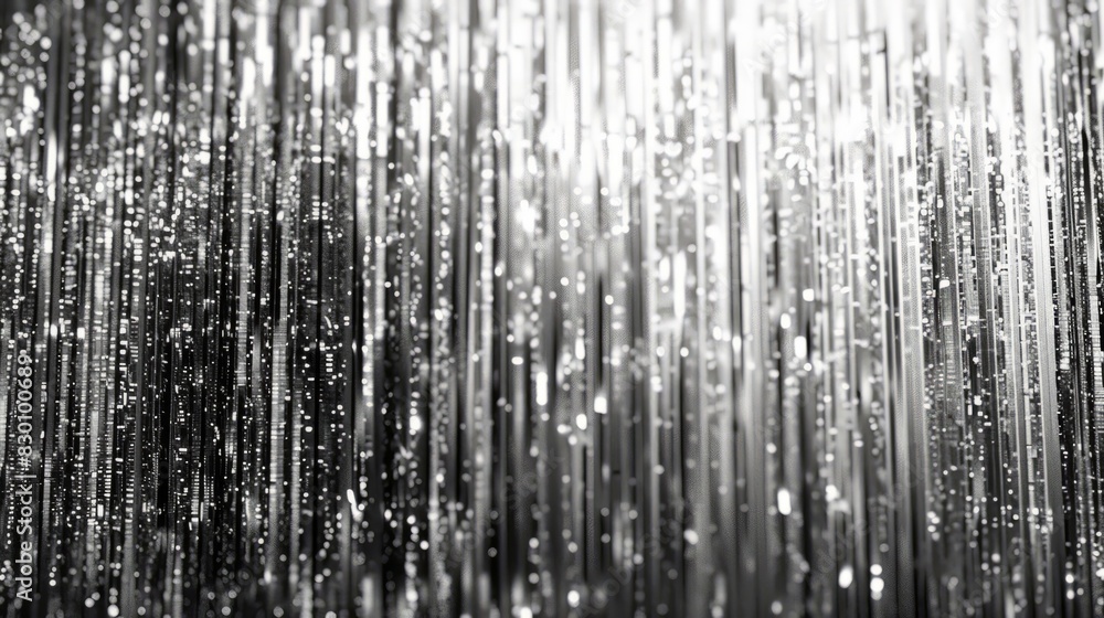 shiny silver tinsel curtains. reflect light, creating a shine or shine effect shiny silver tinsel curtains. reflect light, creating a shine or shine effect