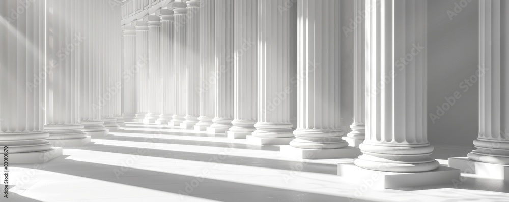 Minimalist Greek columns crafted from white marble. Minimalist Greek columns crafted from white marble.