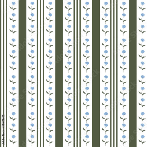 Web  Seamless floral striped pattern on a white background.