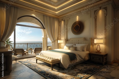 Luxury hotel bedroom photo