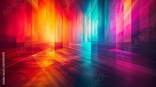 Vibrant Multicolored Light Beams in Abstract Geometric Space - ai generative