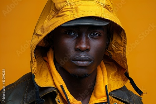 black man with yellow wall UHD Wallpapar photo