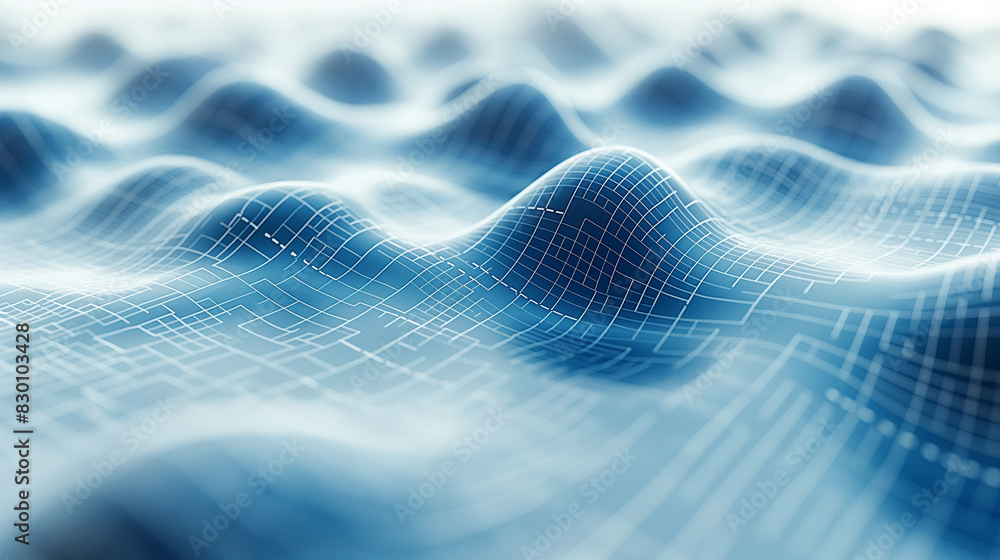 A blue wave with a lot of lines and dots on it A blue wave with a lot of lines and dots on it