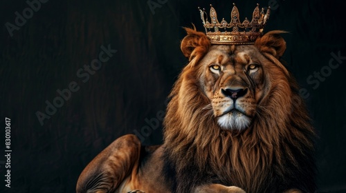 lion on a dark background with a crown © Helen
