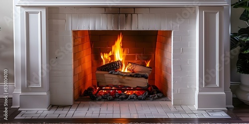 Personalize Your Traditional Fireplace with a Crackling Flame and Blank Mantelpiece. Concept Traditional Fireplace, Blank Mantelpiece, Crackling Flame, Home Decor Ideas