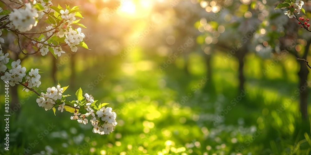Orchard in Full Bloom: A Captivating Spring Scene. Concept Flower Photography, Spring Blooms, Nature's Beauty, Botanical Portraits, Floral Close-ups