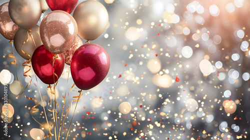 Wallpaper Mural Festive balloons and glitter banner - Celebration design Torontodigital.ca