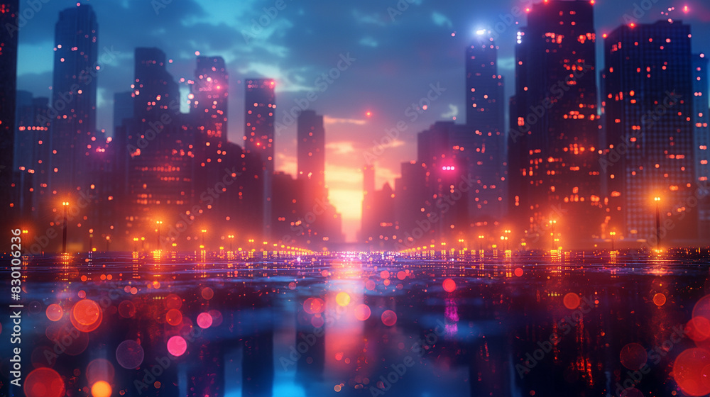 A city skyline with a sunset in the background A city skyline with a sunset in the background