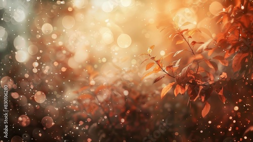 Autumn background in chestnut with misty textures and light sparkles background