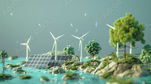 oil and renewable energy such as wind turbines and solar panels. Together, they represent a picture of change and development towards sustainable energy