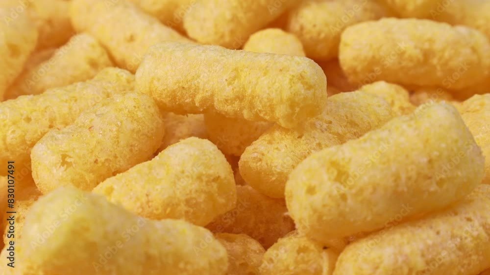 Yellow corn sticks falling down close up Yellow corn sticks falling down close up