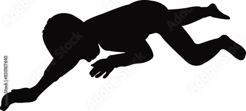 a boy lying down, silhouette vector