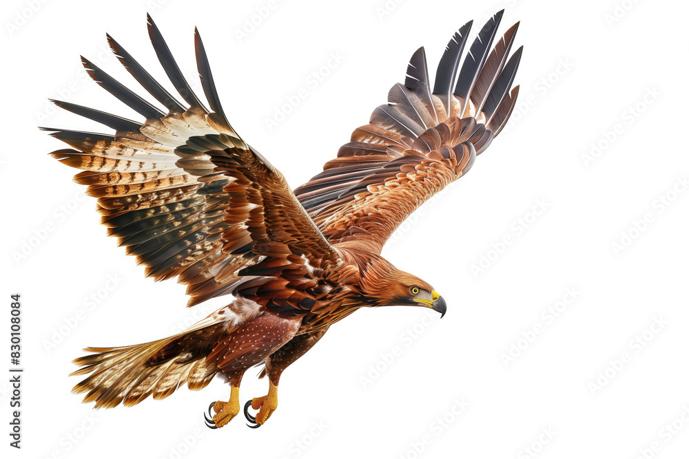 Fototapeta premium Eagle Soaring Isolated Against Pure White Background