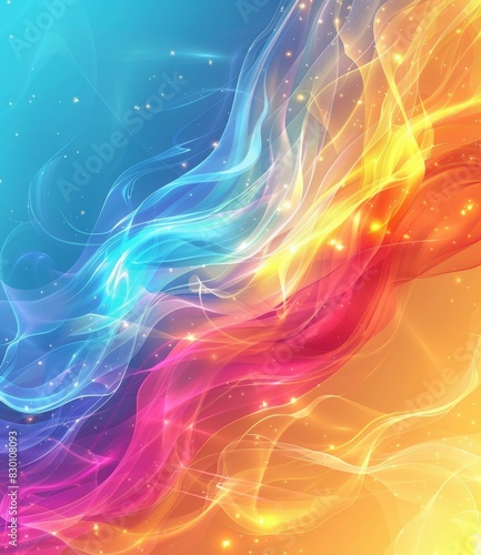 Abstract colorful fire and water flames background